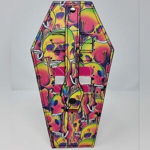 New Neon Melting Skulls Dirt Nap Coffin Shaped Wallet Card Holder Coin Purse